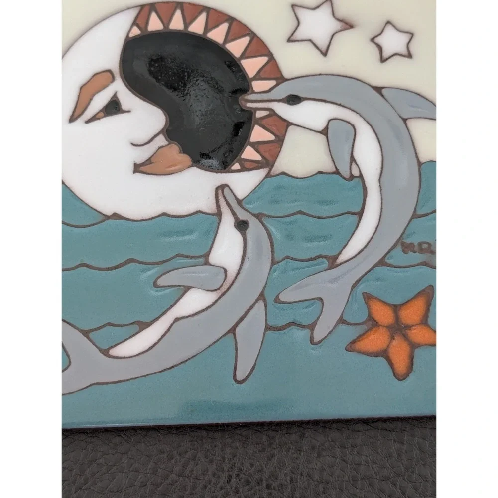 Vintage 90s EARTHTONES Celestial Trivet Tile Decor Mystic Moon Sun 6